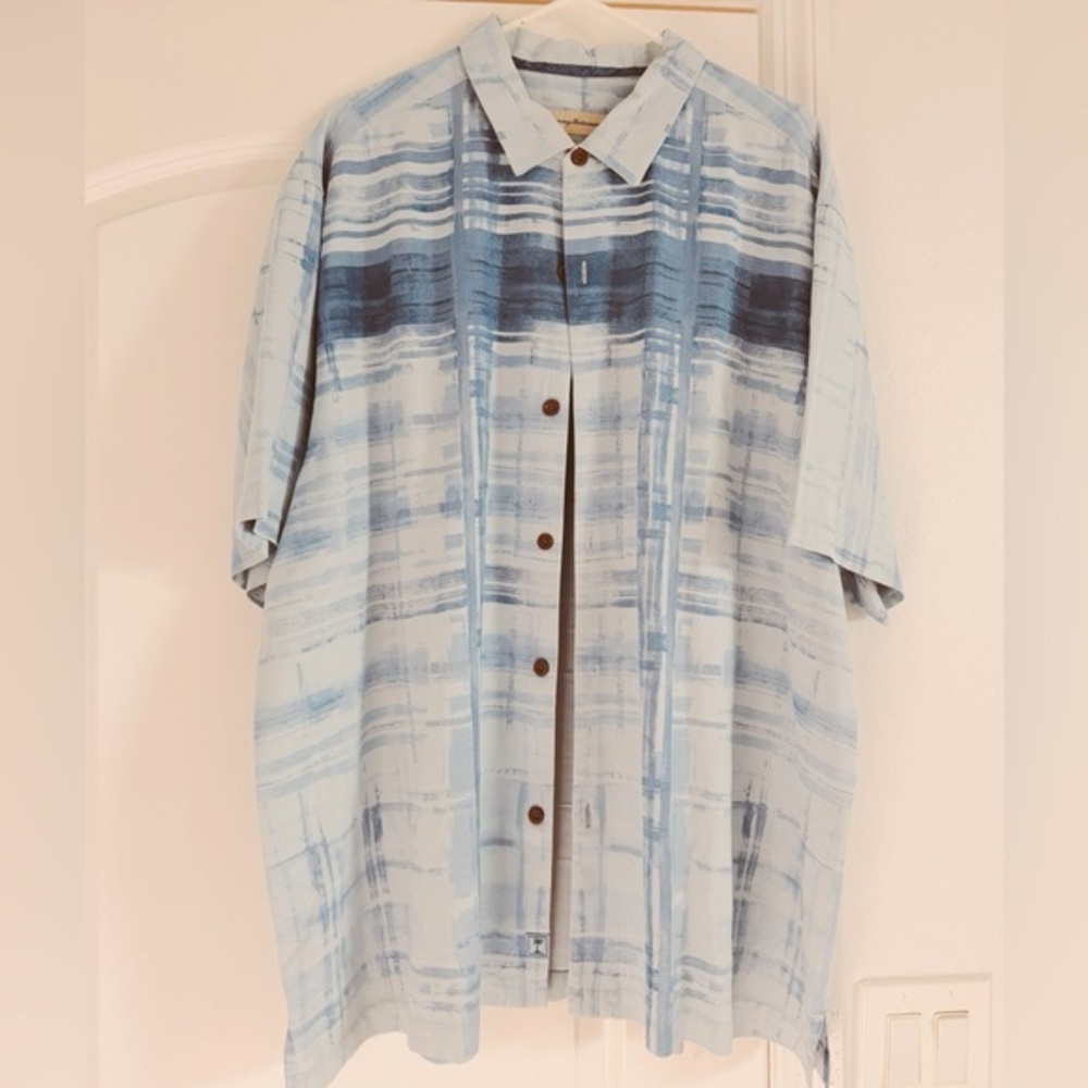 Tommy Bahama, Vintage Light Blue Plaid Shirt Jacket